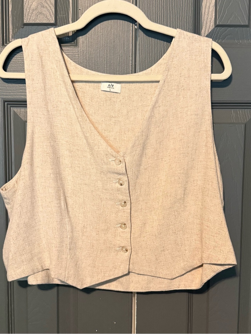 Cream Button-Front Vest Top